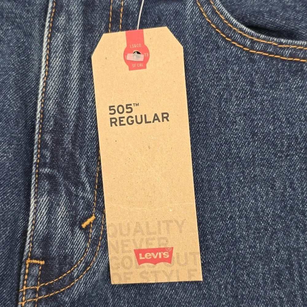 Levi's 505 Regular Fit Men's Jeans 34x34 Dark Stonewash Blue Straight Leg NWT